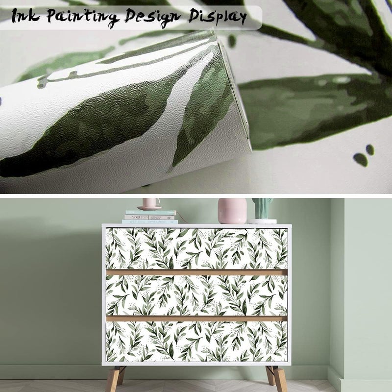 Livebor Green Leaf Wallpaper Peel and Stick Olive Leaf Contact Paper 17.7inch x 393.7inch Green Peel and Stick Wallpaper Modern Farmhouse Wall Paper for Bathroom Neutral Sage Decorative Vinyl - Image 5